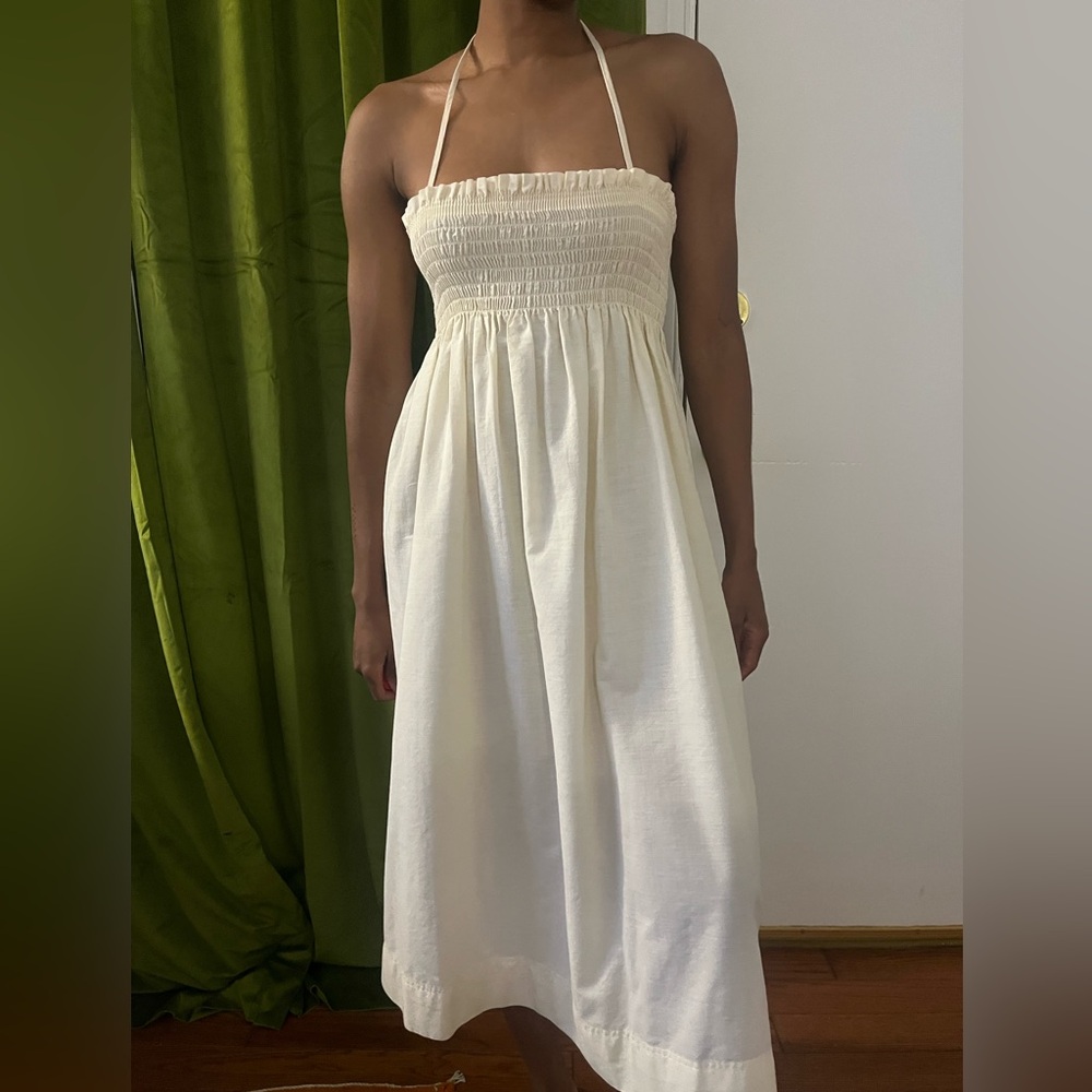 Vintage Cream smocked midi dress - Picture 6 of 8